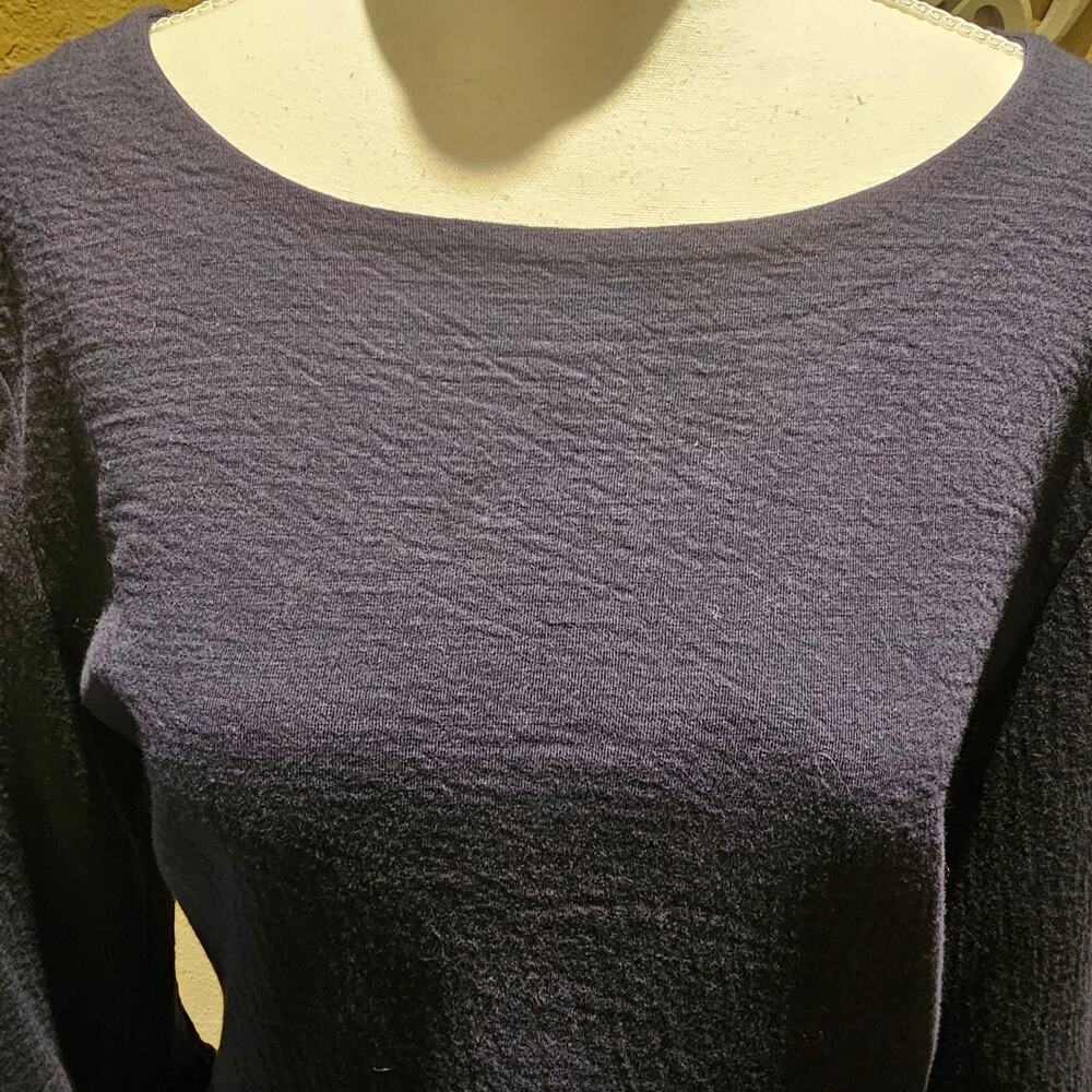 J.Crew Dress Medium Navy Ruffled Bell Sleeve Shift Sheath Classic Work Cocktail - Picture 7 of 11